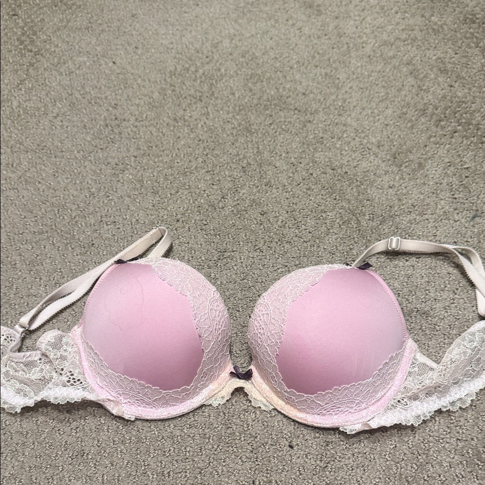 Victoria’s Secret pink and white Lace Bra